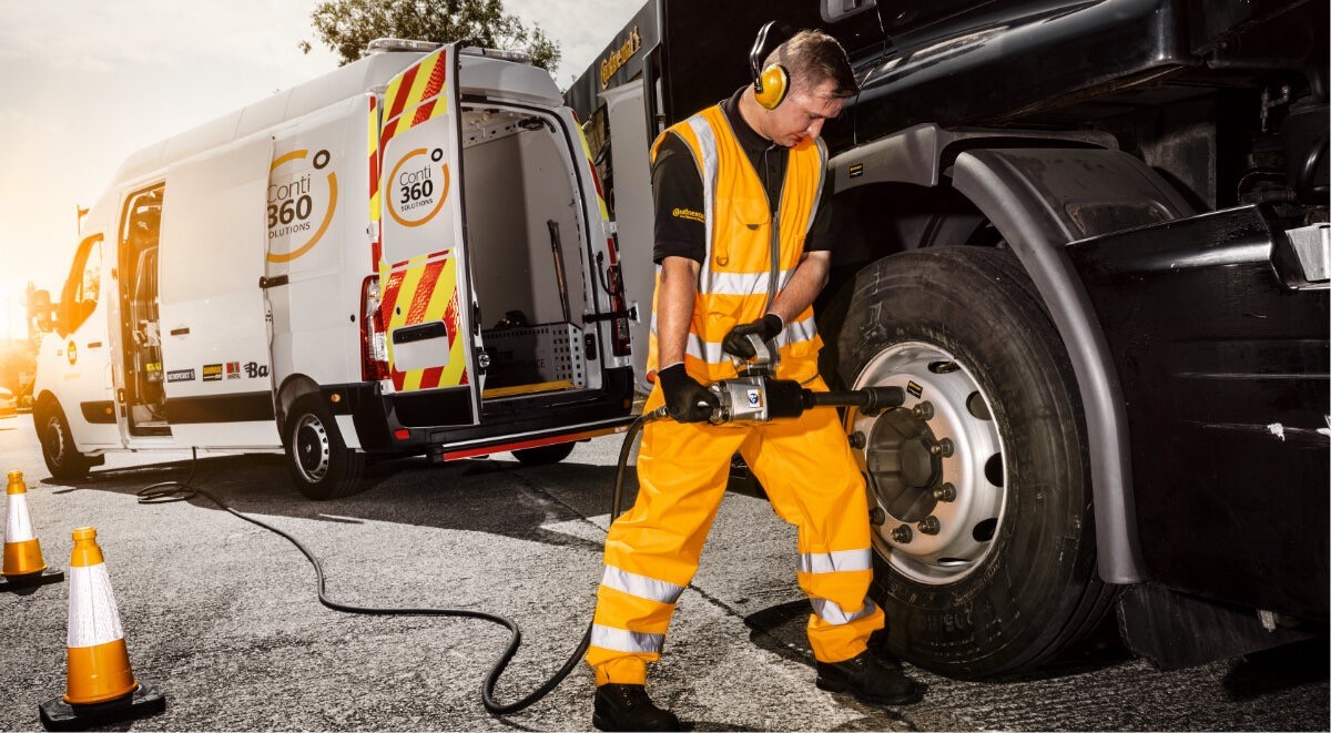 Attaching truck tyre