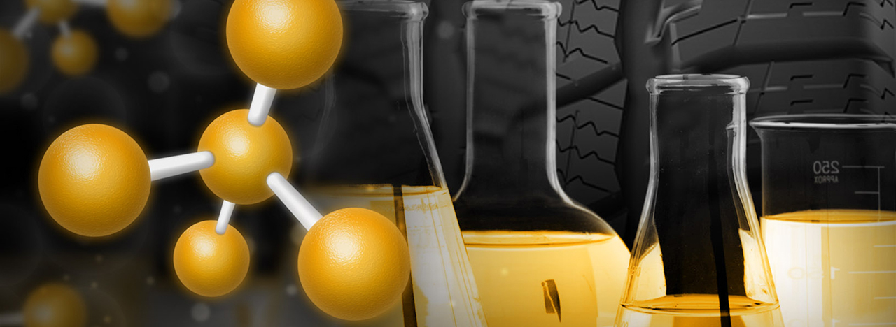 Illustration of tire and chemicals