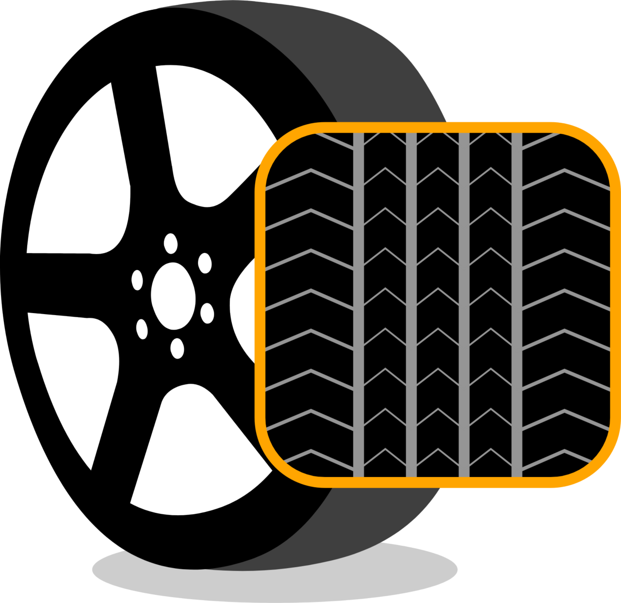 Graphic showing directional pattern of a car tire.